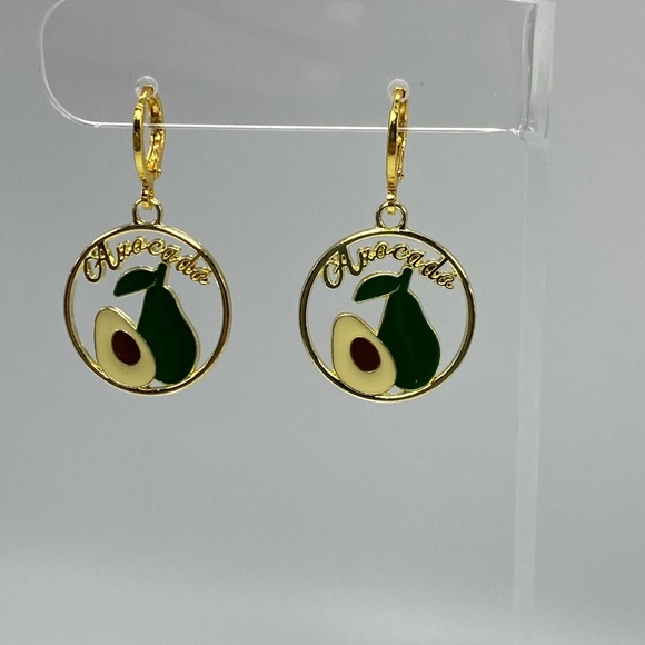 Cute & Funky avocado mini hoop gold earrings - Picture 7 of 7